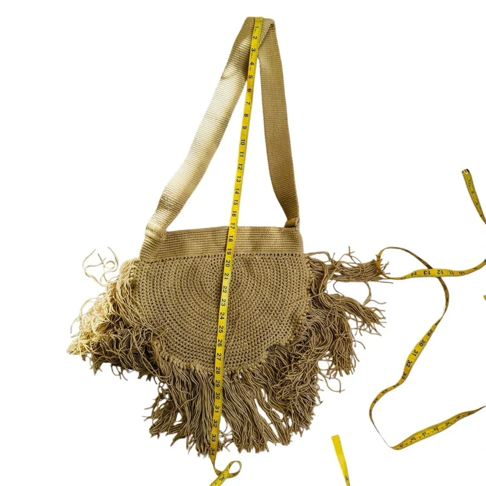 Soraya Hennessy cotton handwoven fringe boho crossbody bag NEW